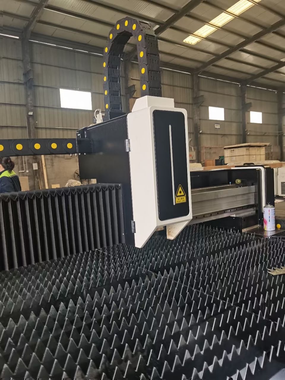 Fibre laser cutting machine gantry and slat bed at Ojak Prime Industries